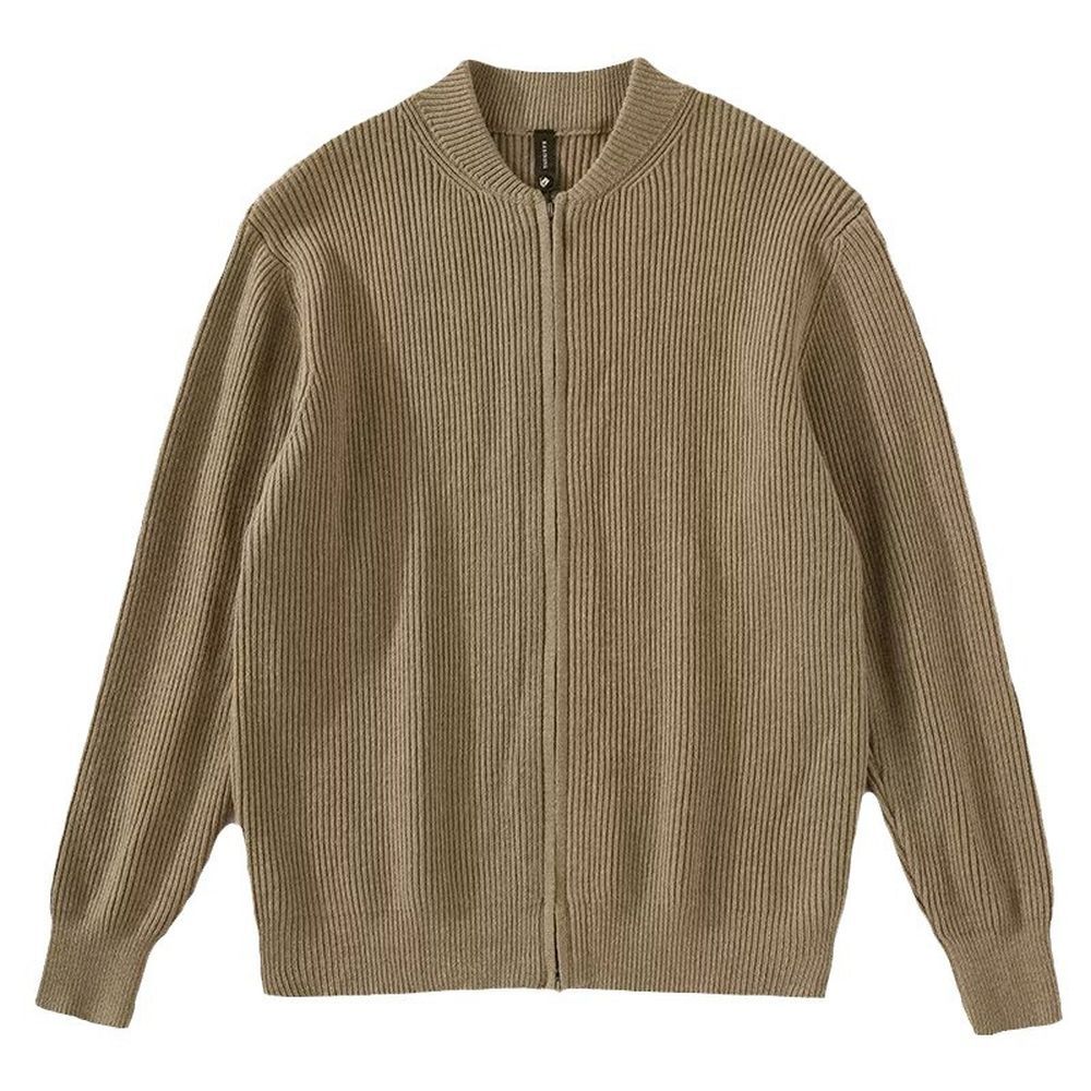 Men's Zipper Design Solid Color Sweater