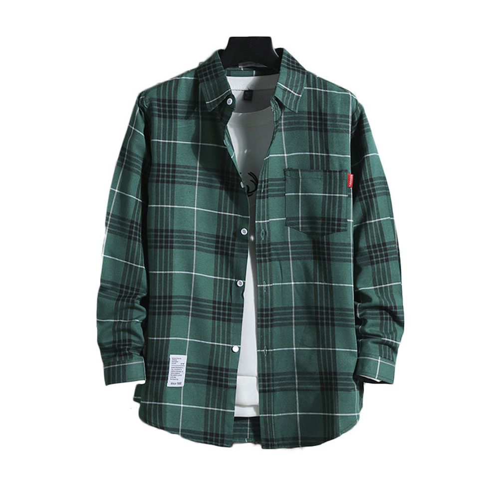 Men's Fashion Plaid Long Sleeve Loose Shirt