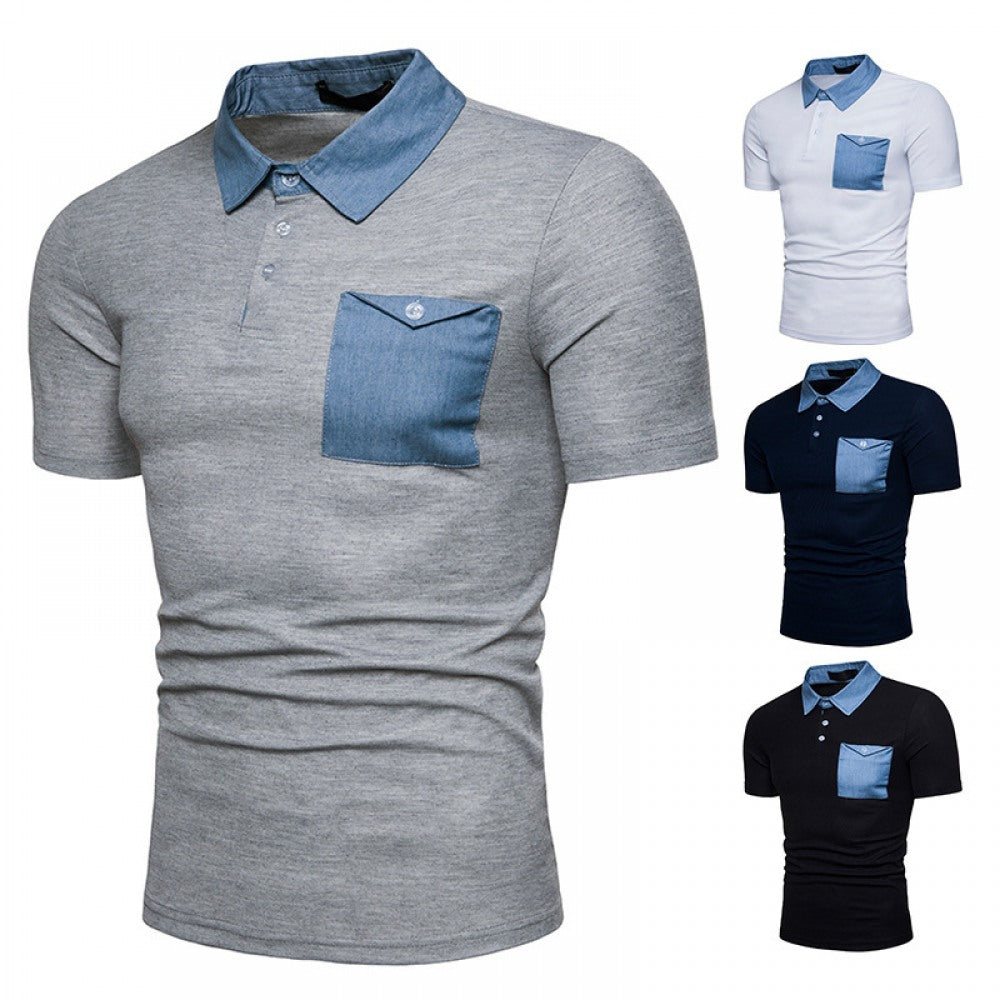 New Fashion Denim Lapel Polo Shirt
