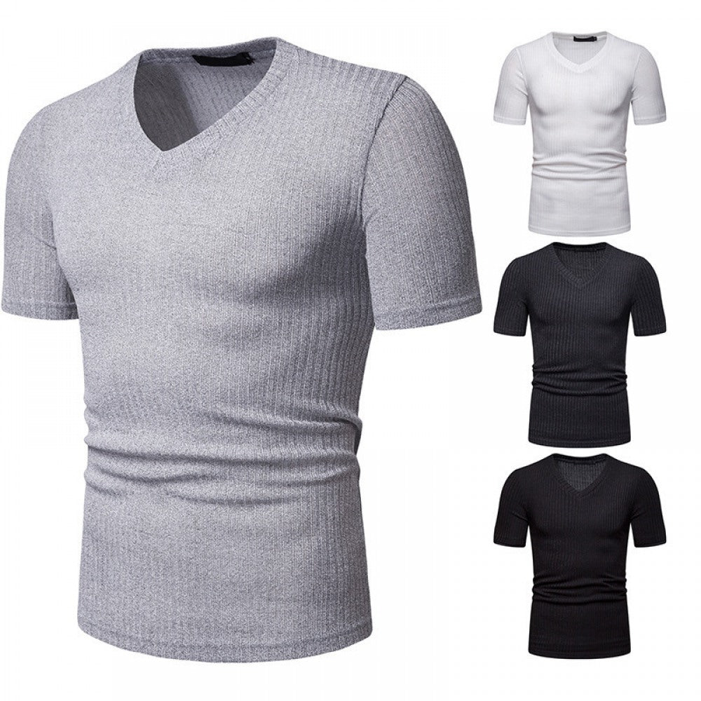 New Men's Summer V-Neck Short-Sleeve T-Shirt