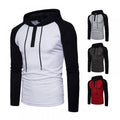 Men's Casual Color-Block Long-Sleeve Hooded Pullover